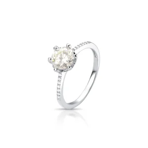 Anel Solitário 6.5 MM Prata 925 Moissanite