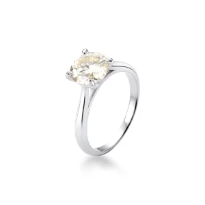 Anel Solitário Ponto de Luz 8 MM Prata 925 Moissanite