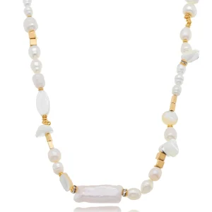 Colar Choker Pingentes Diversos Banho Ouro 18K  Madrepérola