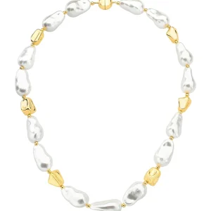 Colar Maxi Pérola Orgânica Banho Ouro 18K Pérola shell