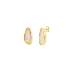 Brinco Gota Facetada Pedra Banho Ouro 18K Nautilus
