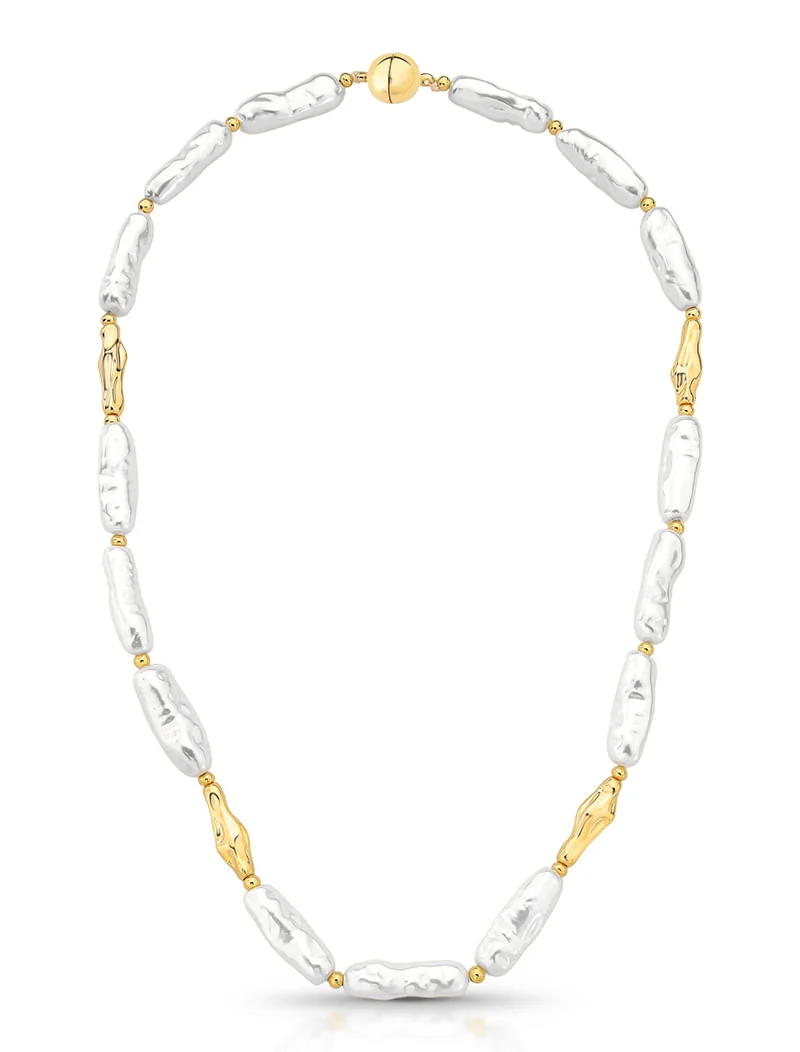 Colar Orgânico Pérola Banho Ouro 18K Pérola Shell