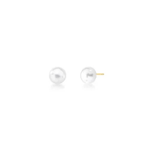 Brinco Fixo Pérola Shell Banho Ouro 18k
