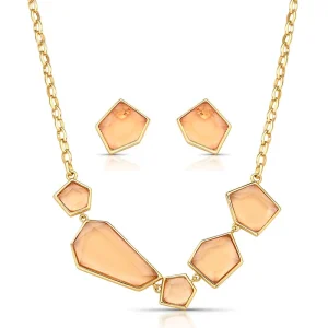 Conjunto Meio Formas Geométricas Banho Ouro 18k Cristal