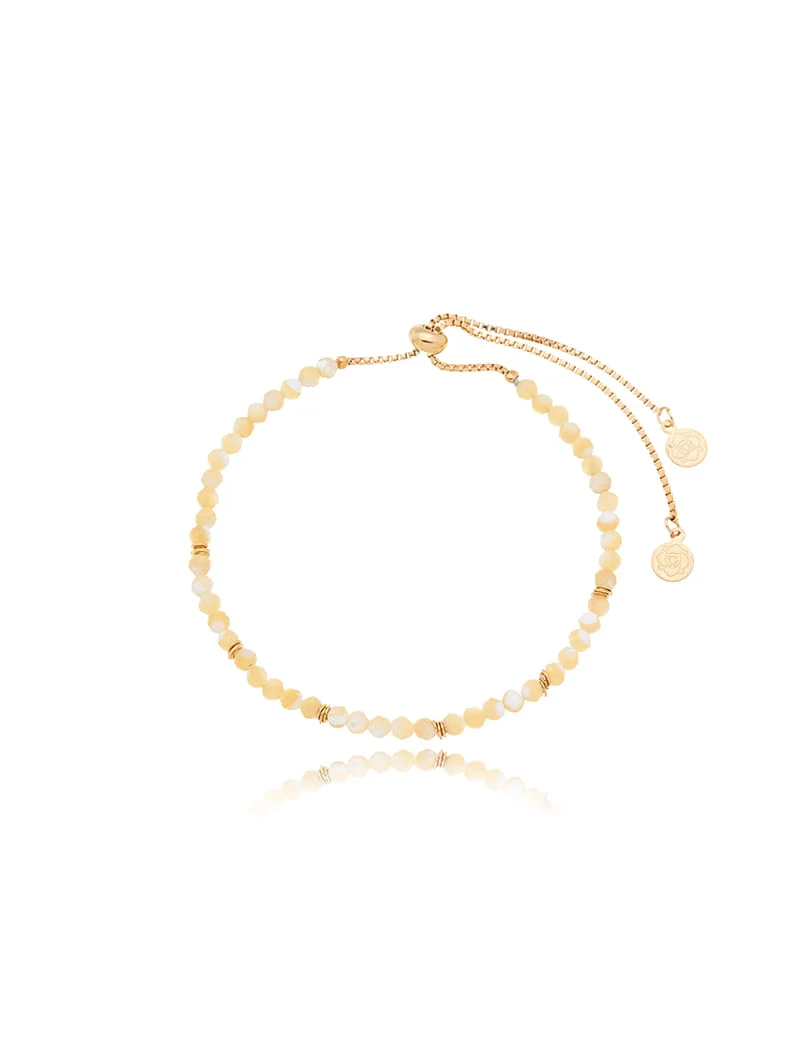 Pulseira Ajustável Madrepérola Fina Banho Ouro 18k