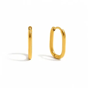 Brinco Argolinha Lisa Oval (P) Banhada a Ouro 18k
