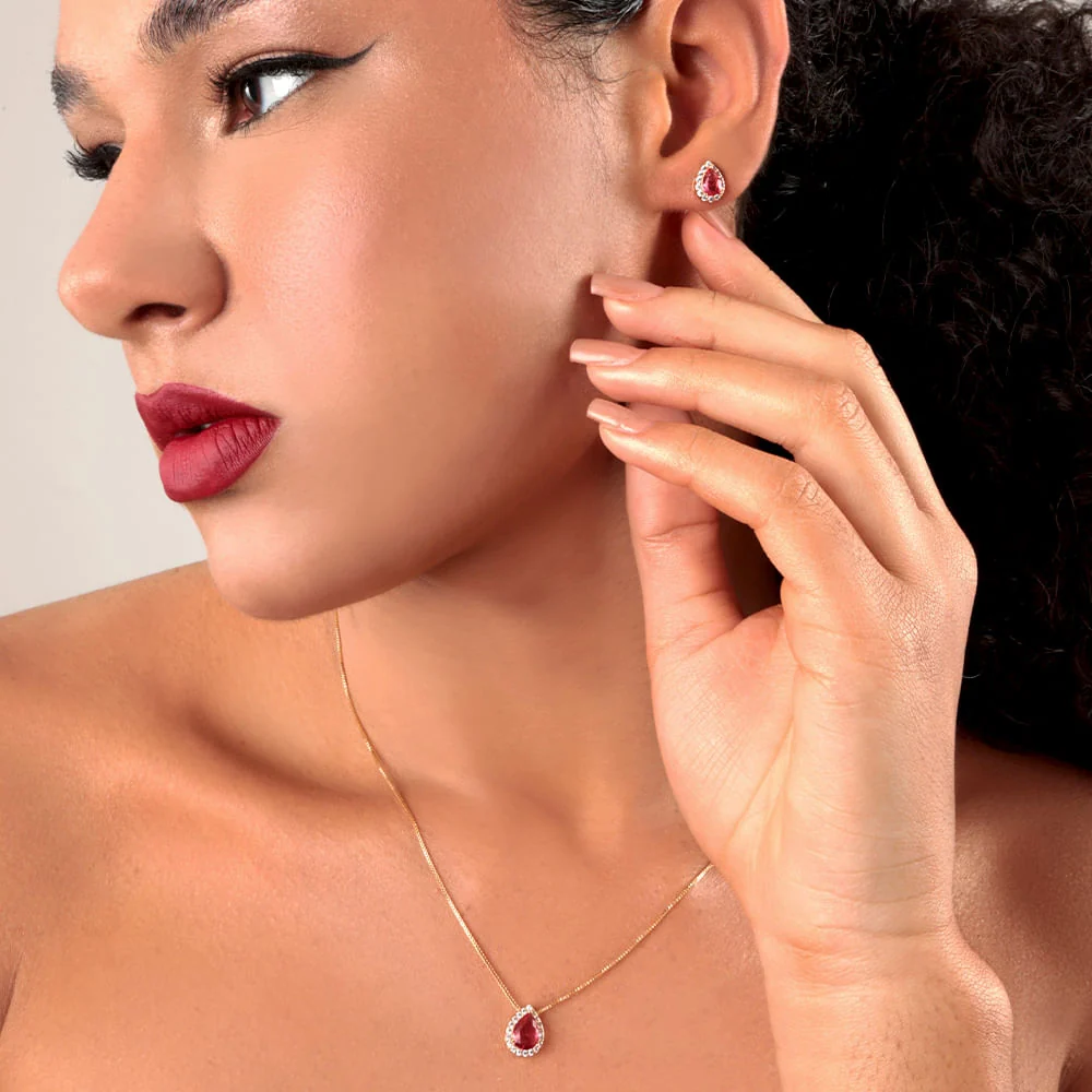 Conjunto Gota Cravejada Banho Ouro 18k Zircônia - Image 4
