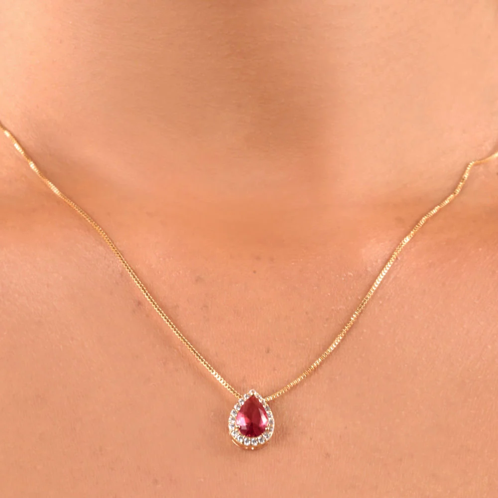 Conjunto Gota Cravejada Banho Ouro 18k Zircônia - Image 5