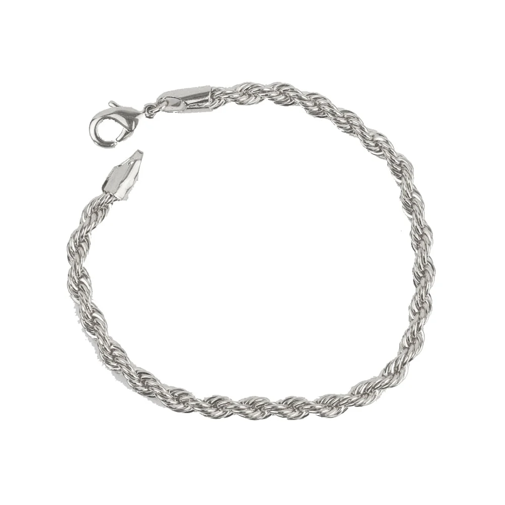 Pulseira Cordão Baiano 4MM Banho Ródio - Image 2