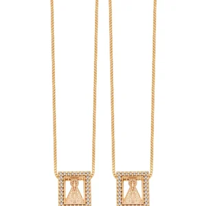 Colar Escapulário Nossa Senhora Cravejado Banho Ouro 18K