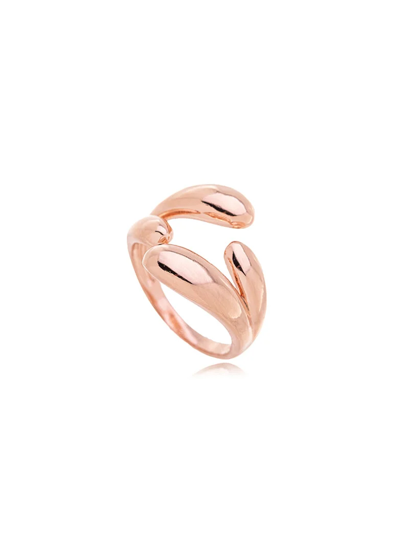 Anel Aberto Liso Pontas Abauladas Banho Ouro Rosê 18K - Image 2
