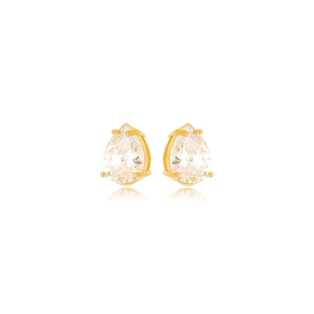 Brinco Gota Pequeno Banho Ouro 18K Zircônia - Image 2