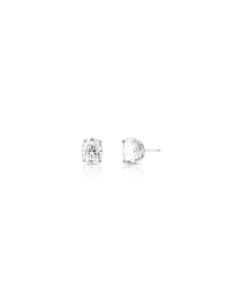 Brinco Oval 8.10mm Prata 925 Moissanite