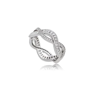 Anel Infinito Baguetes 1.1MM Prata 925 Moissanite