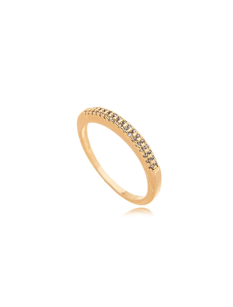 Anel Meio Cravejado Banho Ouro 18K Zircônia - Image 2