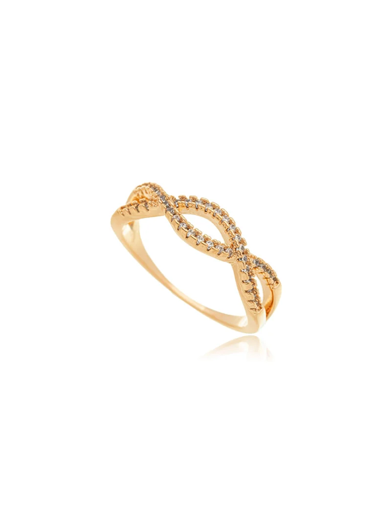 Anel Infinito Cravejado Banho Ouro 18K Zircônia - Image 2