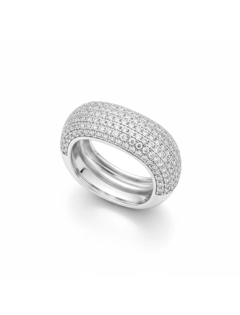 Anel Cravejado 1.2mm Prata 925 Moissanite