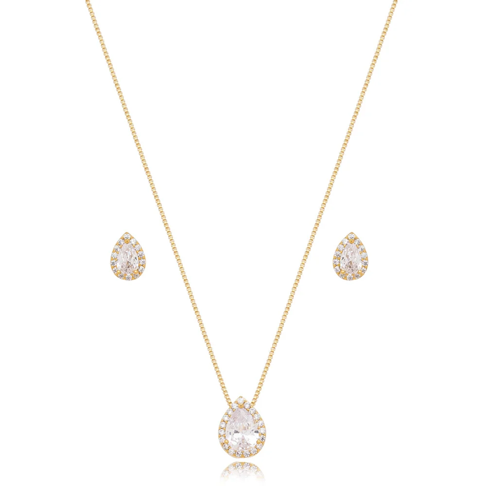 Conjunto Gota Cravejada Banho Ouro 18k Zircônia - Image 2