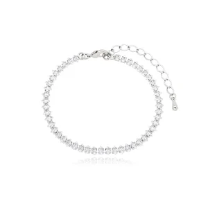 Pulseira Navetes Banho Platina Zircônia