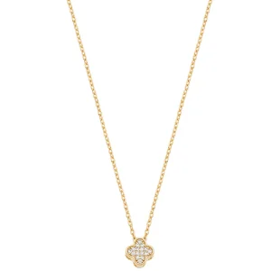 Colar Infantil Delicado Trevo Cravejado Banho Ouro 18K Zircônia