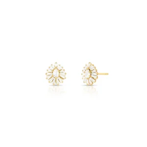 Brinco Gota Baguetes Banho Ouro 18K Cristal