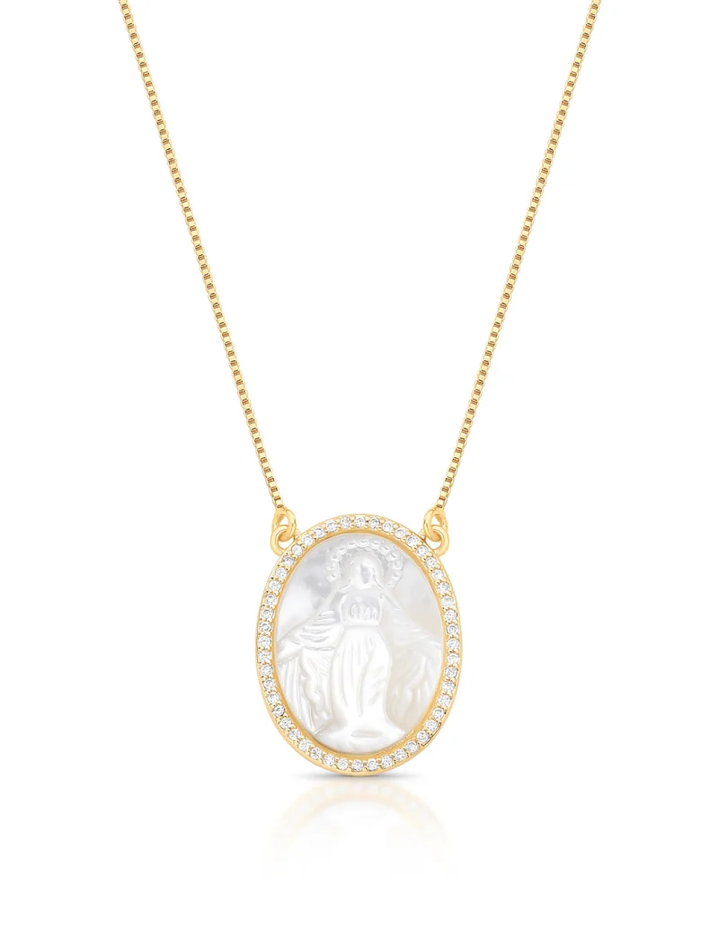 Colar Pingente Nossa Senhora Banho Ouro 18K Madrepérola - Image 2