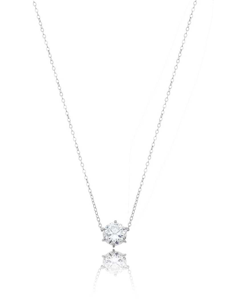 Colar Pingente Cravejado 8mm Prata 925 Moissanite