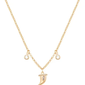 Colar Teen Liso Pingente Dente de Sabre Banho Ouro 18K