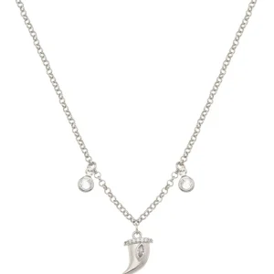 Colar Teen Liso Pingente Dente de Sabre Banho Ródio