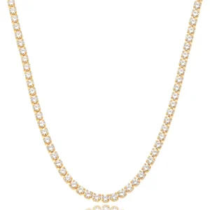 Colar Delicado Riviera Redondas Banho Ouro 18K Cristal