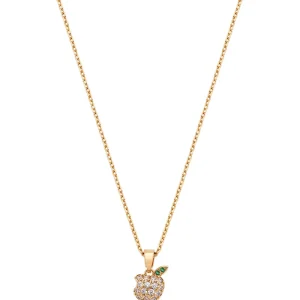 Colar Infantil Pingente Maçã Cravejada Banho Ouro 18K Zircônia