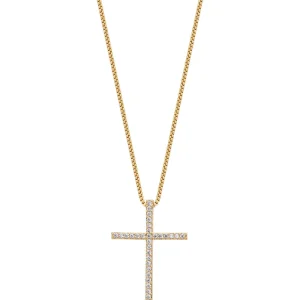 Colar Cruz Cravejada Banho Ouro 18k Zircônia