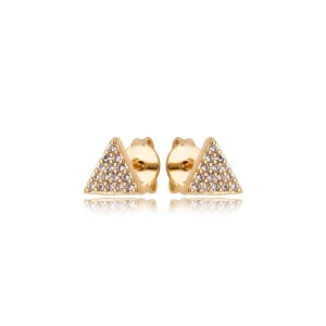 Brinco Infantil Triângulo Cravejado Banho Ouro 18K Zircônia