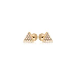 Brinco Infantil Triângulo Cravejado Banho Ouro 18K