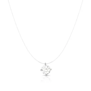 Colar Ponto de Luz 8.0mm Prata 925 Moissanite Fio de Nylon Rosa Valverde
