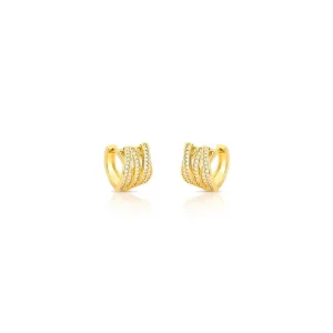 Brinco Argola Trançada Cravejada Banho Ouro 18k