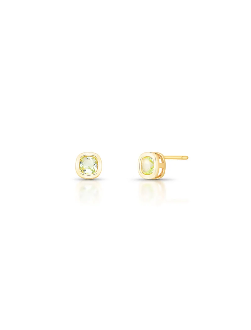 Brinco Quadrado Banho Ouro 18k Zircônia Verde