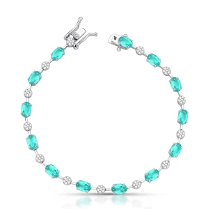 Pulseira Oval Detalhes Cravejados Banho Ródio Cristal Zircônia
