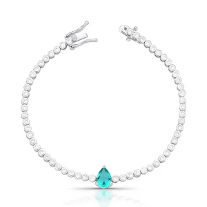 Pulseira Riviera Gota Cravejada Banho Ródio Cristal