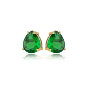 Brinco Gotinha Cristal Banho Ouro 18k