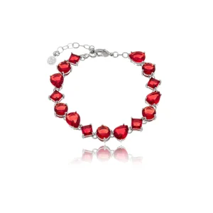 Pulseira Gota Formas Geométricas Banho Prateado Cristal