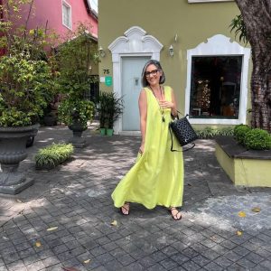 Vestido Pregas Linho Marguerita EZILDINHA