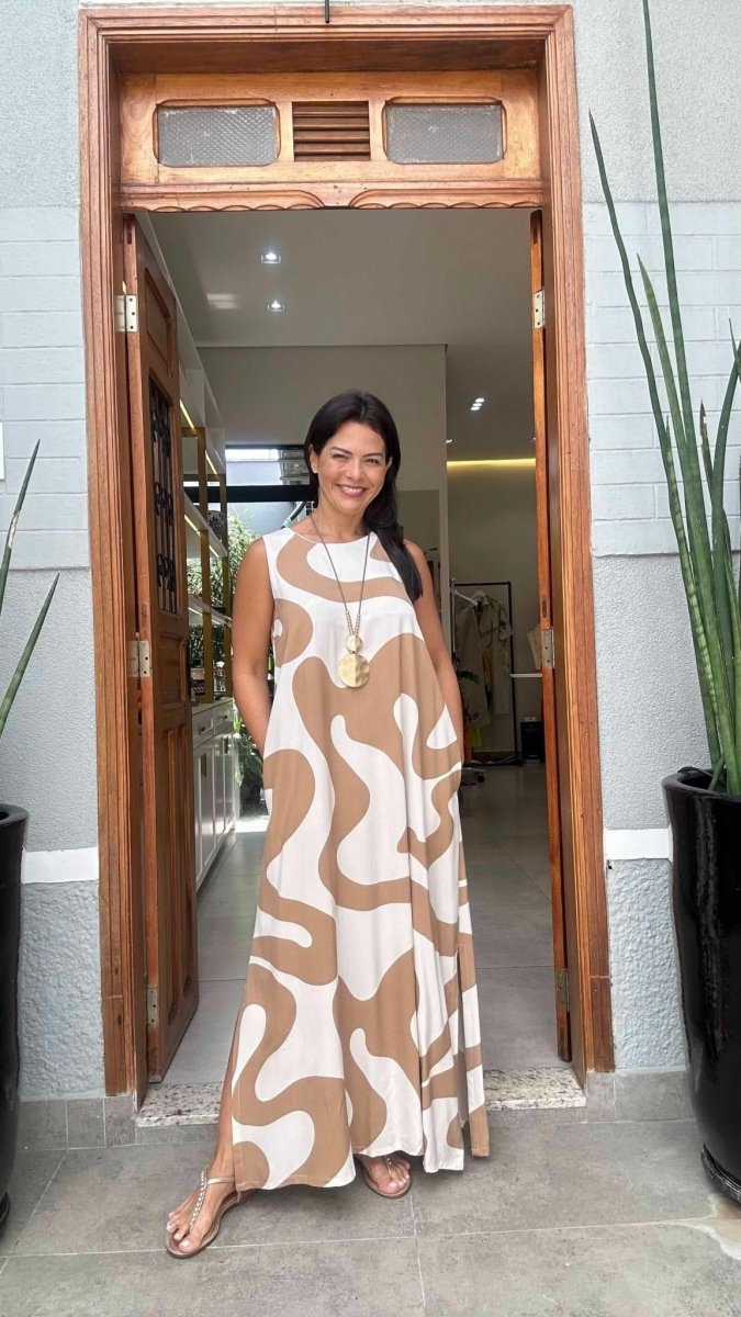 Vestido Waves Beige Ezildinha - Image 2