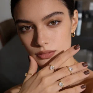 Anel Zircônia Gota Banhado a Ouro 18k